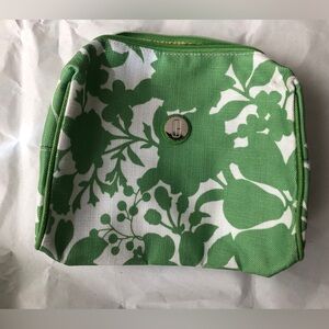 Clinique Cosmetic Makeup Bag Green White Floral